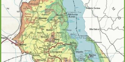 Harta fizică, harta de Malawi