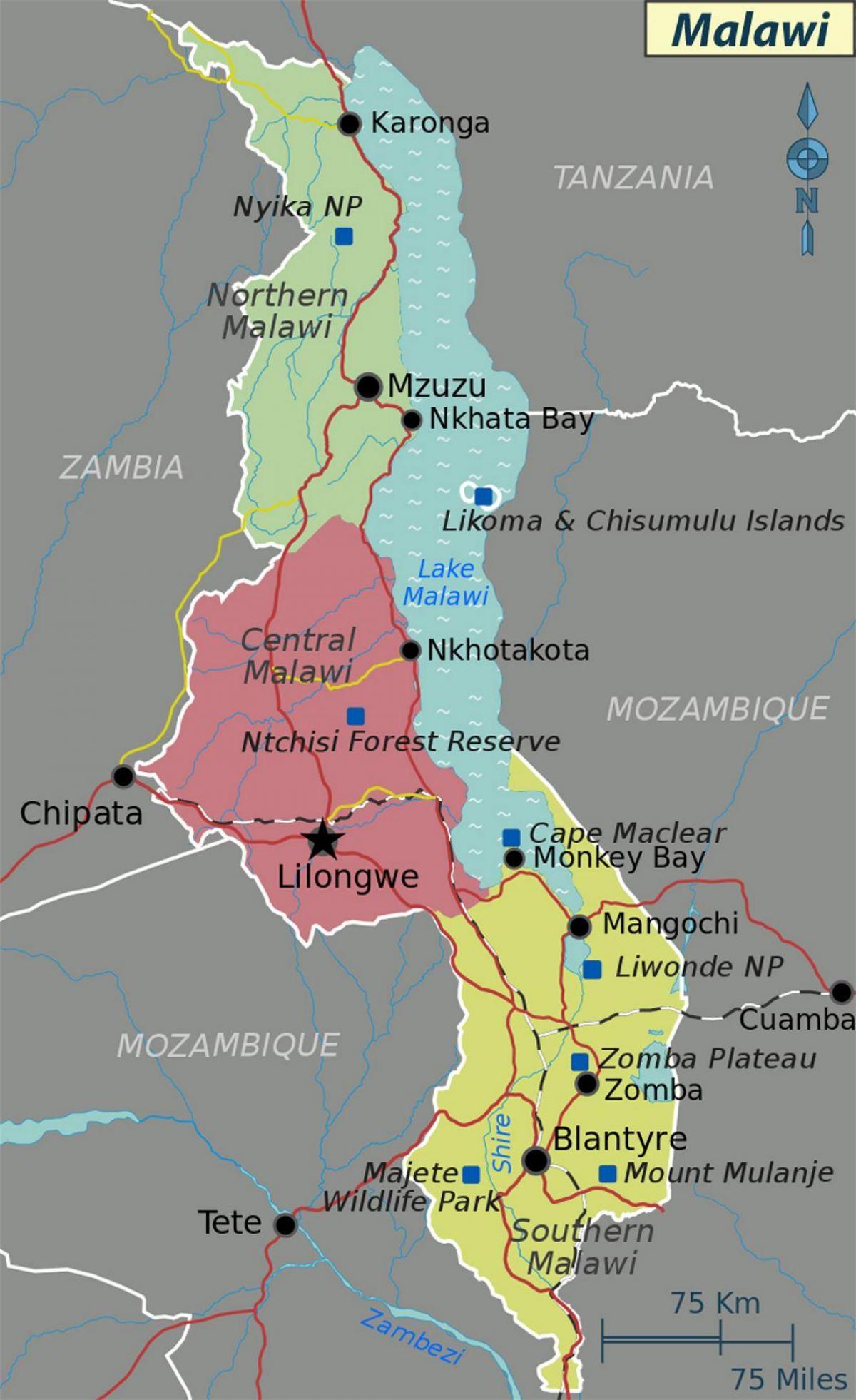 harta lacul Malawi-africa