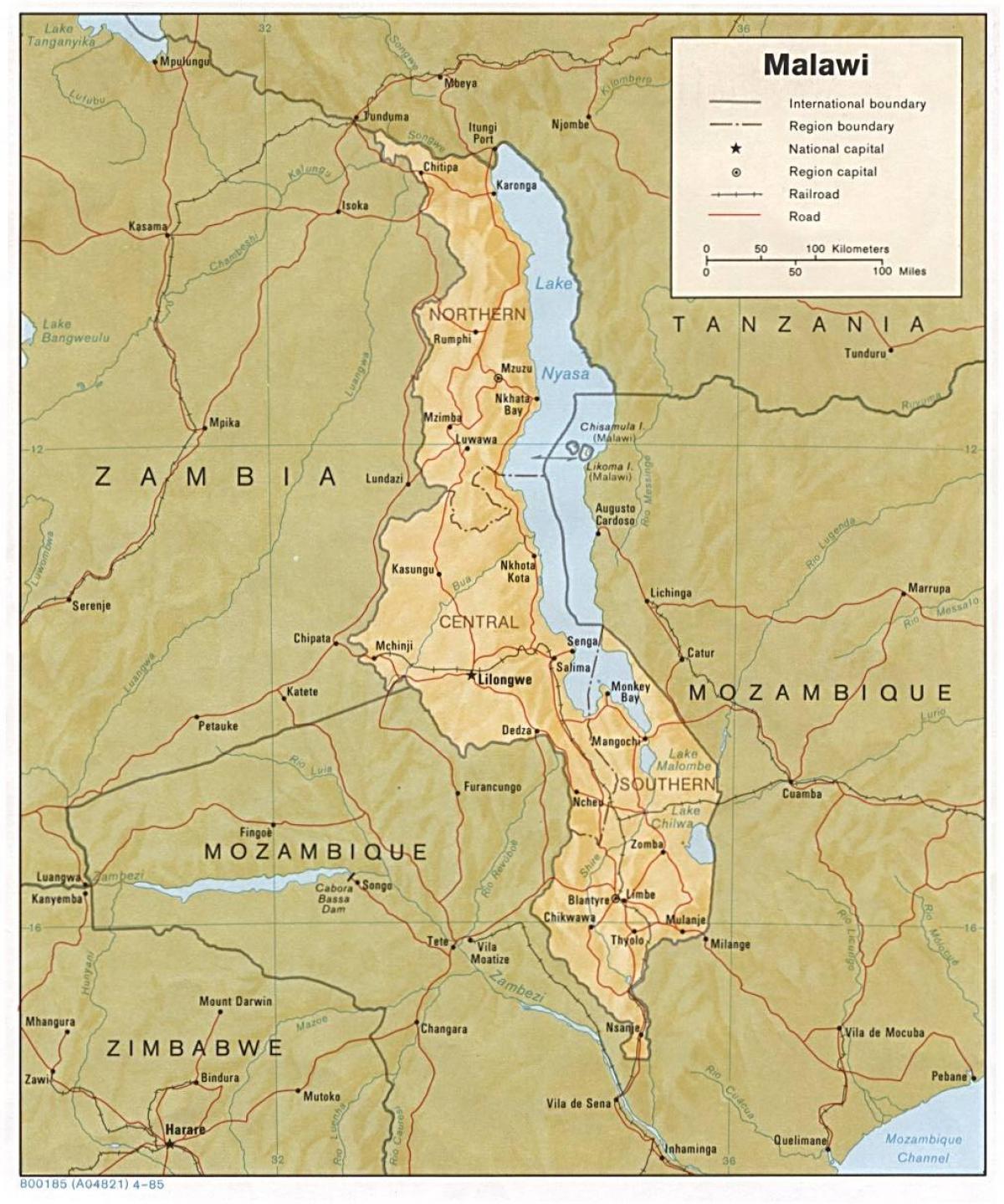 lacul Malawi pe harta