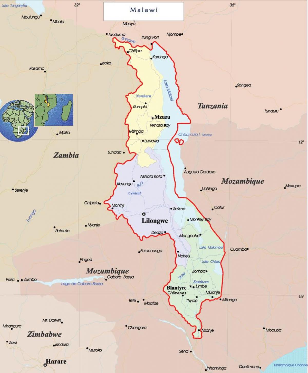 harta Malawi politice
